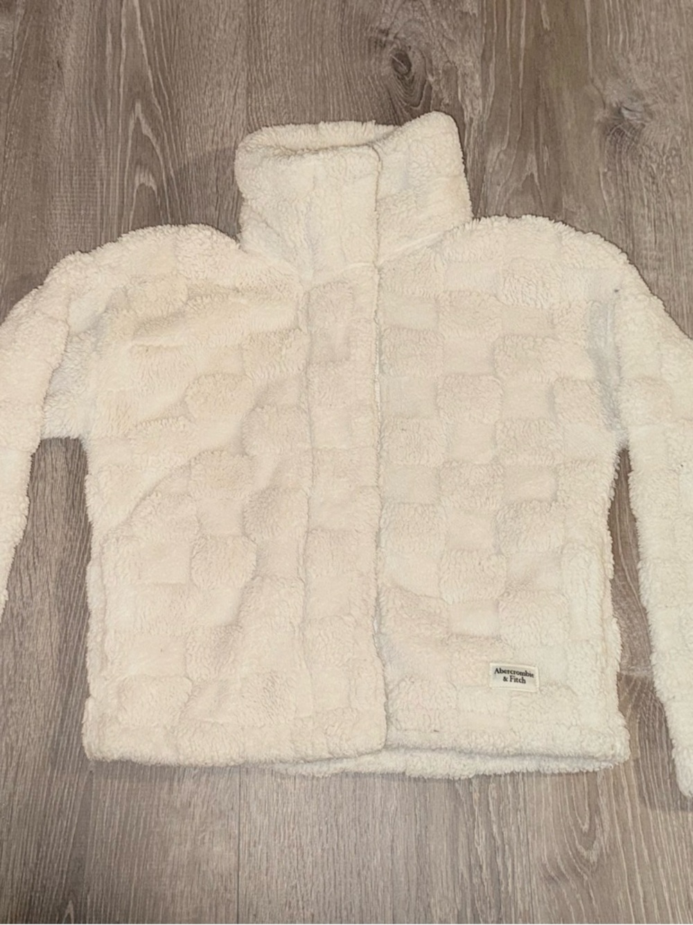 Abercrombie & Fitch Ivory Plush Sherpa Zip Jacket